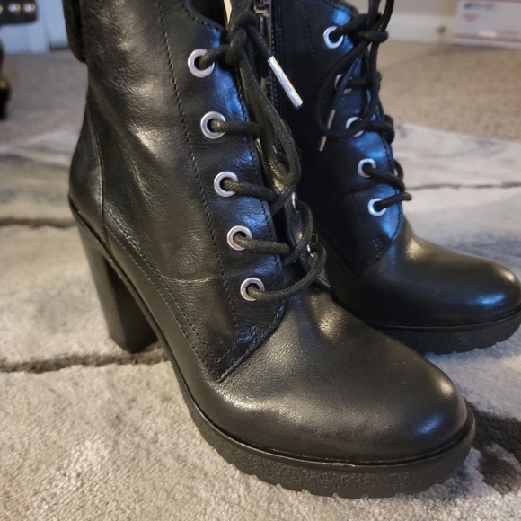 Michael Kors Black leather Lace- up Bootie Heels - Picture 5 of 14